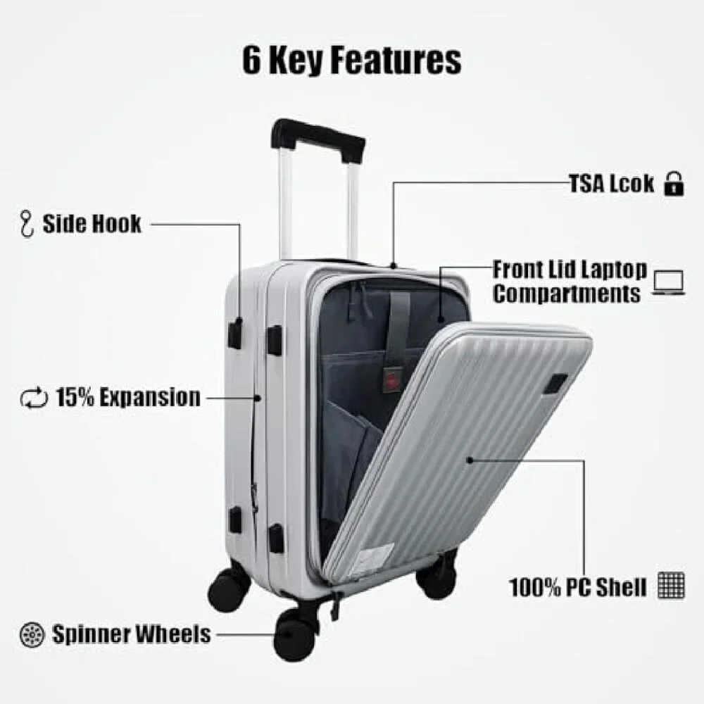 20 Inch Expandable Carry On Luggage with Laptop Compartment & TSA Lock
